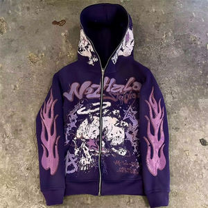 Sudadera con capucha de algodón puro con logotipo personalizado de estampado en caliente de cuerpo completo de alta calidad Sudadera con capucha de peso pesado totalmente personalizada para hombres - Product Image 1