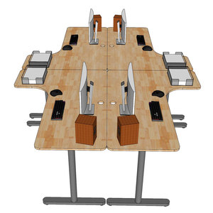 Juego de Escritorios Esquineros en Forma de L TIO HBTO015, 4 Unidades, Diseño Contemporáneo de Lujo, Patas de Hierro y Melamina, para Estudio, Cocinas Modernas y Oficinas - Product Image 6