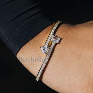 5Mm 18K chapado en oro plata esterlina 925 moissanite Esmeralda corazón brazalete pulsera para mujeres regalos joyería al por mayor - Product Image 1
