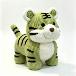 Peluche tigre au crochet personnalisée, amigurumi tigre fait main, animal en peluche tricoté, tigre en crochet doux, peluche tigre pour bébé, sûr pour les bébés. - Product Image 1