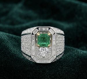 แหวนแต่งงานแบบ unisex เพชรหรูหราพร้อมเพชรและทอง - Product Image 2