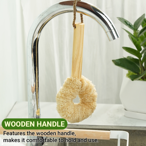 Cepillo para platos con mango de madera, cepillo de cocina natural para platos, verduras, ollas y sartenes LISTO PARA ENVIAR - Product Image 5