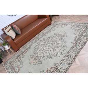 พรมขนาด 5.5x9.2 ฟุต, พรมตุรกีโบราณ, พรมลายอิคัตสีน้ำตาลเทา - Product Image 3