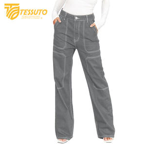 Pantalones cargo de cintura alta para mujer Vaqueros de cintura alta elegantes - Product Image 3