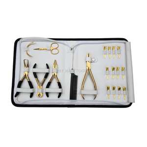 Kit d'outils professionnels pour extensions de cheveux : Pince à micro-perles à 3 trous, Pince à sertir, Coupe-bond, Aiguilles oscillantes, Mini-ciseaux et Pince de sectionnement - Product Image 1