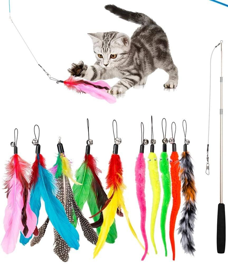 Single Fishing Rods + 10 Replacement Heads [Set]