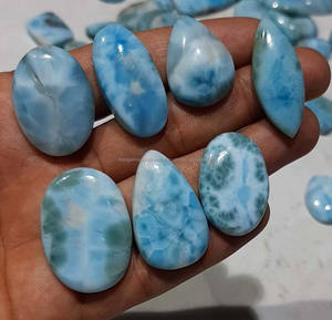 Cabochon de Larimar naturel pierre précieuse en vrac Larimar gemmes ovales de taille multiple fabrication de bijoux bijoux bijoux en macramé pierre précieuse son cadeau gemmes - Product Image 5