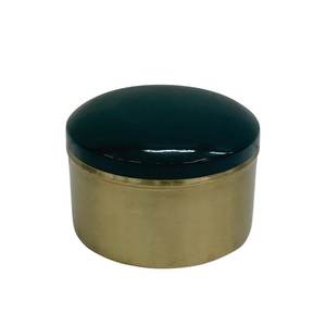 Boîte de rangement ronde en fer avec couvercle noir Boîtes en métal de grande taille couleur noir et or pour café - Product Image 2