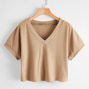 Hauts adorables pour femmes, chemisiers courts à manches courtes, style décontracté, en coton, nouveau style personnalisé - Product Image 1