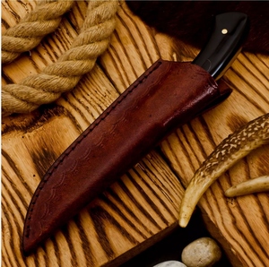 Custom Handmade D2 Steel Hunting Skinner <b>Knife</b> with Partially Serrated Edge Lightweight & Durable Resin Buffalo Horn Handle - Product Image 6