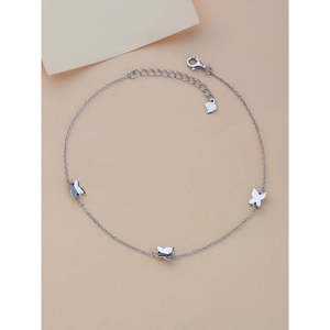 Women's 14K Gold Plated Pure <b>Silver</b> <b>Anklet</b> with Diamond Fine Jewelry for Gift - Product Image 4