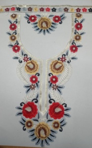 Borde de encaje de cuello de tela de red pesada elegante con trabajo de lentejuelas para vestido escotes saris vestidos trajes de boda y sastrería - Product Image 4