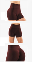Shorts de Yoga de Cintura Alta para Mujer, Secado Rápido, Transpirables, Cierre Elástico, Diseño Sólido con Efecto Push-Up, Poliéster/Algodón, Personalizables con Estampado