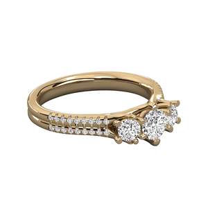 Anillo de Bodas con Tres Diamantes de Corte Redondo - Product Image 3