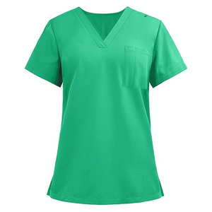 Conjunto de Uniforme Médico de Algodón 100% de Manga Corta Elástica, Venta Caliente, OEM al por Mayor para Doctores, Enfermeras y Hospitales - Product Image 1