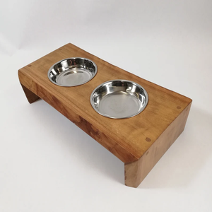 Hot Selling Portable <b>Cat</b> or Dog Feeding Station Portable Rectangle Wooden Pet <b>Feeders</b> with Stainless Steel Bowl - Product Image 2
