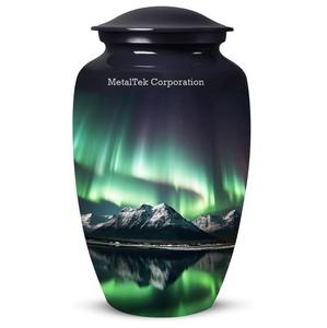 Large Classic Aurora Cremation Urn Customized Design Alloy Metal <b>Memorial</b> Ashes Funeral Supplies High Quality Adult Pet Urns Jar - Product Image 1