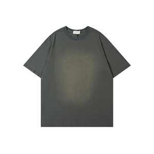 T-shirt épais de haute qualité 100% coton à col rond et à épaules tombantes avec motif solide délavé avec logo personnalisable - Product Image 3