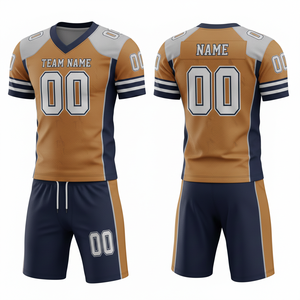 Ensemble de maillot et short de football américain sublimé personnalisable, 100% polyester respirant avec position du logo sur le devant - Product Image 1