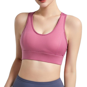 Custom Factory Wholesale Women's Sports Bra – Breathable Mesh Back Racerback High <b>Support</b> Gym <b>Crop</b> <b>Top</b> for Yoga & Fitness - Product Image 1