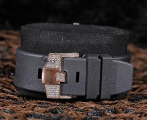 Reloj Cronógrafo con Diamantes Moissanite VVS1 de Alta Calidad para Hombre, Correa de Acero Inoxidable y Caucho, Cristal Analógico, Mecánico - Product Image 3