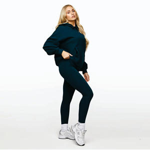 Oversized Slouchy Fit 80% Cotton 20% Polyester Linear Arch Oversized Hood Zinc Green Women's <b>Hoodie</b> - Product Image 3