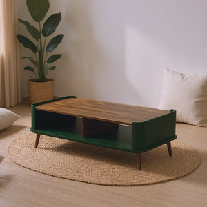 Mesa de centro de color verde oliva de diseño minimalista de madera maciza de teca para muebles de sala de estar y apartamento - Product Image 1