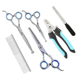 Wholesale Dog Grooming Scissors Set Safety Round Tip Grooming Tools 6 Pieces Kit for Pet Dogs Cats Full Body with packaging