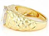 Anillo de Boda Elegante y Lujoso para Hombre, Plata de Ley 925, Corte Cojín, Moissanita, Chapado en Oro Amarillo, Engaste de Garras - Product Image 2