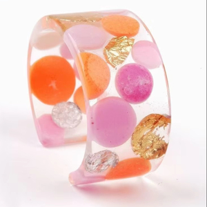 Bangles joyería exagerada deslumbrante pulsera de resina acrílica Multicolor ancho Irregular diseño cuadrado diamante para mujer clásico - Product Image 1