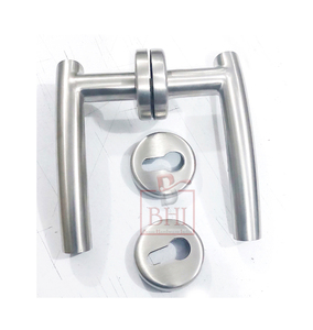 Hiện đại uốn cong nhà máy không gỉ Khóa đòn bẩy loại tay nắm cửa trên vòng <span class=keywords><strong>Rose</strong></span> với xi lanh escutcheon Keyhole cửa xử lý trên <span class=keywords><strong>Rose</strong></span> - Product Image 2