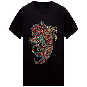 T-shirts strass pour hommes de marque élégante Logo personnalisé 100% coton tricoté de haute qualité Service OEM Qualité supérieure - Product Image 3