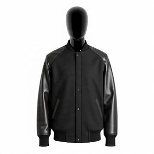 แจ็กเก็ตหนังสำหรับผู้ชายเสื้อเบสบอลขนแกะสไตล์เท่สำหรับฤดูหนาว - Product Image 4