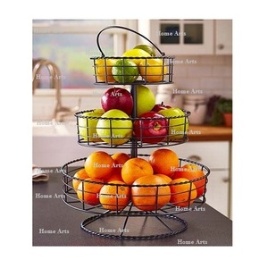 Cesta de alambre de hierro de Color negro de diseño estándar Cesta de almacenamiento de frutas de tamaño personalizado de calidad superior por Home Arts - Product Image 1