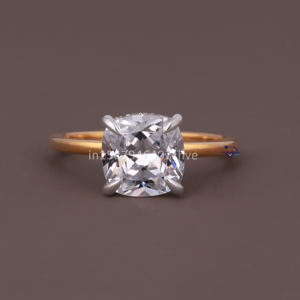 Bague en or jaune 14 carats Moissanite Solitaire originale Clarté VVS pour les fêtes d'anniversaire de mariage - Product Image 1