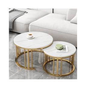 Nouveau dessus en marbre blanc pur et pieds dorés table d'appoint pièce unique pour la décoration de la maison de bureau pour la décoration du salon et du salon - Product Image 2