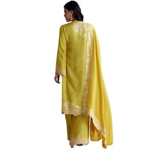 Traje Palazzo estampado verde limón con trabajo de espejo, venta al por mayor de mujeres étnicas, fábrica de ropa OEM, proveedor a granel, moda personalizada - Product Image 5