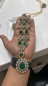 Luxe Premium fabriqué à la main Kundan ensemble de bijoux de mariée en laiton collier boucles d'oreilles pour les mariées intemporel traditionnel mariage Look cadeau - Product Image 4