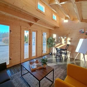 <span class=keywords><strong>Casa</strong></span> de Troncos Estilo Cabaña Rústica de Madera de 15m² con Solárium - Product Image 4