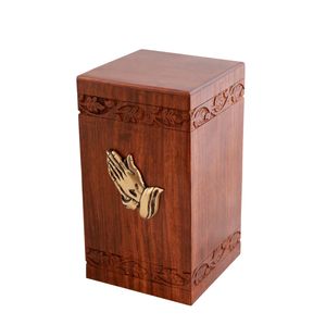 Urnes commémoratives funéraires solides mains de prière urne en bois pour cendres conçue en bois massif de palissandre adulte urne en bois pour cendres humaines - Product Image 1