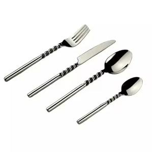 Ensemble de couverts en métal argenté de qualité supérieure élégant en acier inoxydable cuillère fourchette couteau vaisselle élégante pour la configuration de la Table à manger - Product Image 2