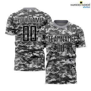 Ensemble de maillots de football personnalisés camouflage noir-gris à transfert thermique Salute Service haute performance esprit d'équipe tissu personnalisé - Product Image 6