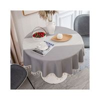 Nappe carrée de luxe 100 % coton biologique imperméable, motif feuilles bleues brodé, logo personnalisé, bordure unie