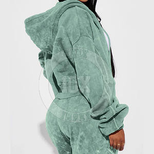 Sweat à capuche délavé et pantalon de jogging vintage ensemble vêtements quotidiens pour femmes survêtement délavé à l'acide ensemble de survêtement pour femmes à la mode - Product Image 4