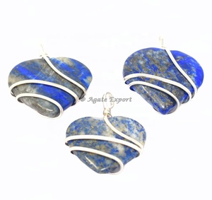 Colgante de alambre de plata con piedra de cristal Natural, collar envuelto en piedra pulida, colgante de labradorita trenzada para regalo, venta al por mayor - Product Image 3