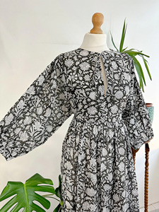 Femmes filles imprimé Maxi robe pur coton indien bloc imprimé décontracté été soirée en gros Long Midi boutons en vrac - Product Image 5
