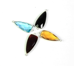 Increíble calidad cristal crudo 10-12mm aproximadamente piedra preciosa latón galvanizado doble fianza conector chapado en oro joyería para regalo de mujer - Product Image 3