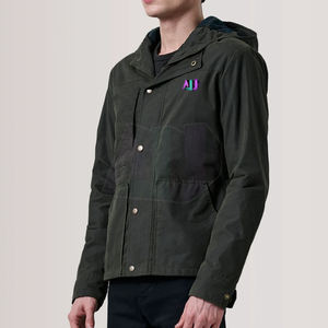 Chaqueta Ligera de Lona con Capucha para Hombre, para Invierno, con Logotipo Frontal, Tejido Transpirable, para Uso Diario Informal y al Aire Libre - Product Image 2