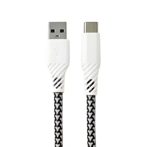 Kabel pengisian daya Cepat PVC, USB-A 60W ke USB-C, kulit Naga warna-warni