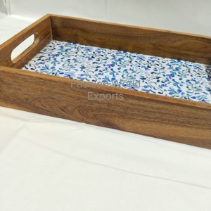 ถาดเสิร์ฟไม้อะคาเซียทำด้วยมือถาดไม้ตกแต่งบ้านขนาดใหญ่ถาดไม้ใส่อาหารเรียกน้ำย่อยเป็นมิตรกับสิ่งแวดล้อมถาดตกแต่งผลไม้ - Product Image 3